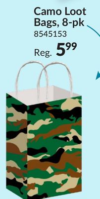 Camo Loot/ Party Treat Bags, 8-pk, for Birthday/Party
