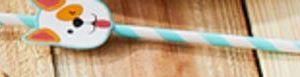 Dog Party Paper Straws, Blue, Striped, 10-in, 8-pk, for Birthday Party