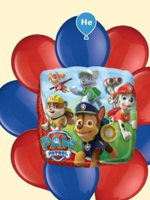 PAW Patrol Balloon Bouquet with Latex Balloons, Royal Blue/Red, 10-pk, Helium Inflation & Ribbon Included for Kids' Birthday