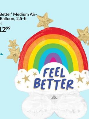 Feel Better Mid-Size Airloonz Balloon, Air-Filled, Multicoloured, 30 x 30 x 28-in