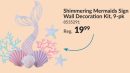 Shimmering Mermaids Sign Table Centerpiece Decorations, Pink/Purple/Blue, 13.25-in, 9-pk, for Birthday Party