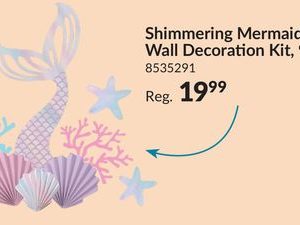 Shimmering Mermaids Sign Table Centerpiece Decorations, Pink/Purple/Blue, 13.25-in, 9-pk, for Birthday Party