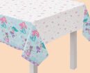 Shimmering Mermaids Rectangle Plastic Reusable Table Cover, White/Blue, 54x96-in, for Birthday Party