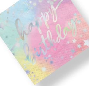 Iridescent Luminous Rainbow Birthday Lunch Paper Napkins, 16-p