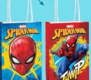 Disney Marvel Spider-Man Paper Kraft Gift Bags, Red/Blue, 8-in, 8-pk, for Birthday Party