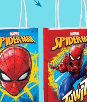 Disney Marvel Spider-Man Paper Kraft Gift Bags, Red/Blue, 8-in, 8-pk, for Birthday Party