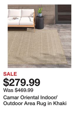 Camar Oriental Indoor/Outdoor Area Rug in Khaki