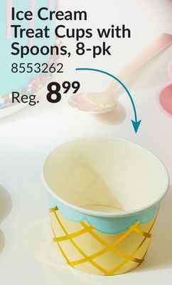 Ice Cream Treat Cups with Spoons, 9-oz, 8-pk, for Birthday Party