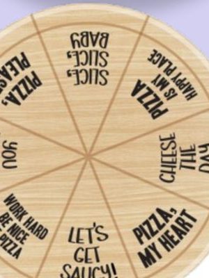 Pizza Round Bamboo Reusable Serving Platter, Beige, for Game Night/Birthday Party