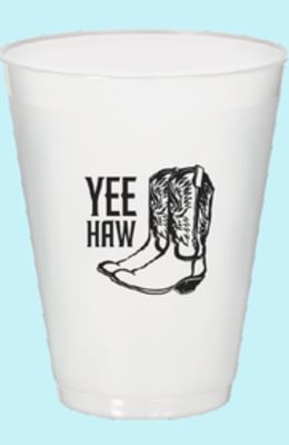 Western "Yee Haw" Plastic Reusable Tumbler Cups, Clear, 18-oz, 25-pk, for Birthday /Summer Party/Wedding