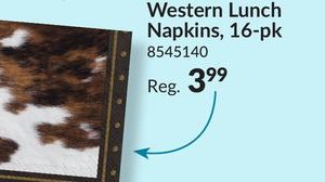 Western Square Paper Disposable Lunch Napkin, Multi-Colour, 6.5-in, 16-pk, 2-ply, for Halloween/Cowboy/Cowgirl/Western Party
