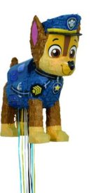 Nickelodeon PAW Patrol Chase Pinata Hanging Pull String Decoration, Blue/Brown, 15-in, Holds 2lb of Pinata Filler, for Birthday Parties