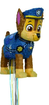 Nickelodeon PAW Patrol Chase Pinata Hanging Pull String Decoration, Blue/Brown, 15-in, Holds 2lb of Pinata Filler, for Birthday Parties