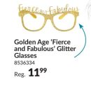Golden Age "Fierce and Fabulous" Glitter Glasses, Gold, One Size, Wearable Accessory for Birthdays