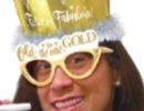Golden Age "Aged to Perfection" Crown Tiara, Button and Horn Kit, Gold/White, One Size, 3-pk, Wearable Accessories for Birthdays