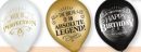 Amscan Better with Age "Aged to Perfection" Round Latex Balloons, White/Gold/Black, 12-in, 15-pk, for Birthday Party