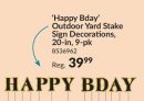Better with Age "Happy Bday" Outdoor Yard Stake Sign Decorations, Black/Gold, 20-in, 9-pk, for Birthday Party
