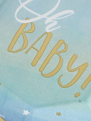 Oh Baby! Hexagon Paper Disposable Dinner Plates, Blue/Gold, 10.5-in, 8-pk, for Baby Shower/Gender Reveal