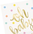"Oh Baby" Square Paper Disposable Lunch Napkins, White/Gold, Polka Dot, 6.5-in, 16-pk, 2-ply, for Baby Shower