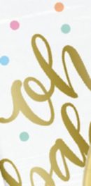 Oh Baby" Rectangle Paper Disposable Table Cover, White/Gold, Polka Dot, 54x84-in, for Baby Shower/Gender Reveal