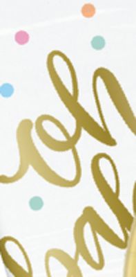 Oh Baby" Rectangle Paper Disposable Table Cover, White/Gold, Polka Dot, 54x84-in, for Baby Shower/Gender Reveal