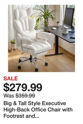 Big & Tall Style Executive High-Back Office Chair with Footrest and Lumbar Support