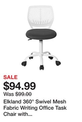 Elkland 360° Swivel Mesh Fabric Writing Office Task Chair with Height Adjustable for Teenager
