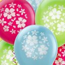 Round Latex Balloons, Red/Blue/Green, Hibiscus Flower, 12-in, 15-pk, for Summer Party