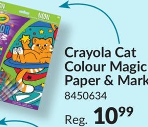 Crayola Cat Colour Magic Paper & Markers, Multi-Coloured, 12 Pages, Ages 6+, for Arts & Crafts/Birthday Favour