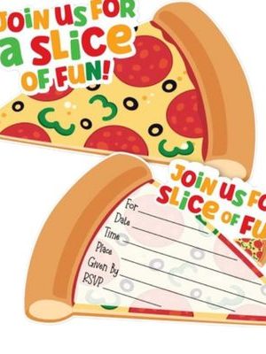 Pizza "Join Us For A Slice of Fun" Party Invitations with Envelopes, 8-pk, for Birthday/Party