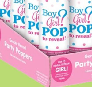Girl or Boy Confetti Cannon Poppers, Pink, 12-pk, for Gender Reveal