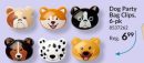 Dog Party Plastic Reusable Bag Clips, Multi-Coloured, 6-pk, for Birthday Party