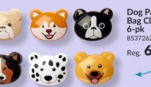 Dog Party Plastic Reusable Bag Clips, Multi-Coloured, 6-pk, for Birthday Party
