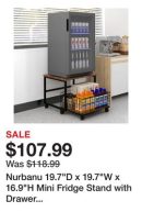 Nurbanu 19.7"D x 19.7"W x 16.9"H Mini Fridge Stand with Drawer Basket Mobile Beverage Fridge Stand Home Kitchen Storage Shelves