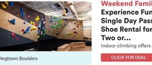 Experience Fun with Single Day Pass + Shoe Rental for One, Two or Four at Hogtown Boulders (Up to 29% Off)