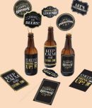 Better with Age "Cheers and Beers" Beer Kit Table Decorating Kit Centerpieces, Gold/Black, 16-in, 12-pk, for Birthday Party