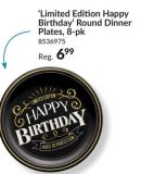 Better with Age "Limited Edition Happy Birthday" Round Paper Disposable Dinner Plates, Black/Gold, 10.5-in, 8-pk, for Birthday Party