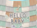 Jungle Baby "Hello Baby" Fringe Garland Banner Decoration, Green/Brown, 5.5-in, for Baby Shower