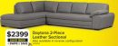 Daytona Leather 2-Piece Sectional with Left-Facing Chaise - Light Grey