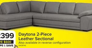 Daytona Leather 2-Piece Sectional with Left-Facing Chaise - Light Grey