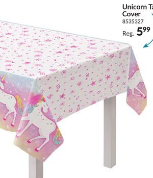 Amscan Unicorn Rectangle Plastic Reusable Table Cover, Pink/White, 54 x 96-in