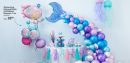 Shimmering Mermaid Round Satin Foil Balloon Bouquet, Pink/Purple/Blue, 5-pk, Helium Inflation & Ribbon Included for Birthday Party