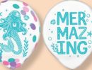 Shimmering Mermaid "Mermazing" Round Transparent Confetti Latex Balloons, Blue/Pink/Purple, 12-in, 6-pk, for Birthday Party