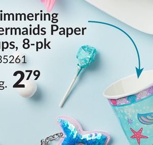 Shimmering Mermaids Paper Disposable Cups, Blue, 9-oz, 8-pk, for Birthday Party