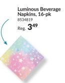 Amscan Luminous Square Paper Disposable Beverage Napkins, Pink/Blue, Stars, 5-in, 16-pk, 2-ply, for Birthday Party