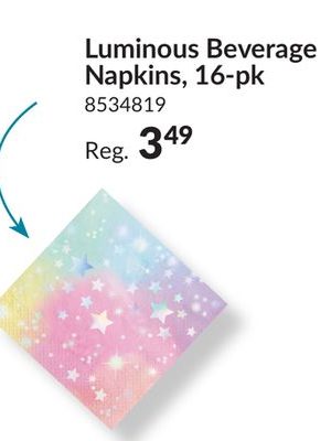 Amscan Luminous Square Paper Disposable Beverage Napkins, Pink/Blue, Stars, 5-in, 16-pk, 2-ply, for Birthday Party