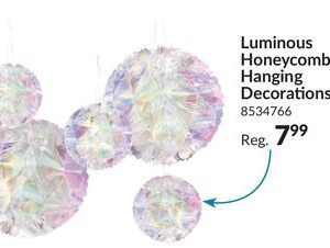 Luminous Honeycomb Hanging Decorations, Iridescent, 5-in, 5-pk, for Birthday Party