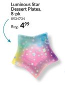 Luminious Star Paper Disposable Dessert Plates, Blue/Yellow/Pink, 7-in, 8-pk, for Birthday Party