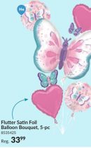 Flutter Butterfly/Heart/Round Satin Foil Balloon Bouquet, Pink/White, 5-pk, Helium Inflation & Ribbon Included for Birthday Party#853-5425-0