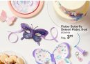 Flutter Butterfly Paper Disposable Dessert Plates, Purple/White, Floral, 7-in, 8-pk, for Birthday Party